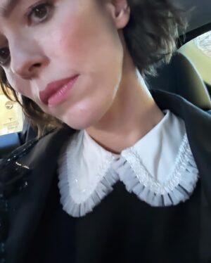Rebecca Hall Instagram - That’s #nyfw with @epluribusyourmom finishing off  @thombrowne 1.2.3 thank you very much for having us - what a glorious spectacular. 4 is the face of social fatigue and 5 is the painting we now own by my very talented friend @ian.felice currently showing at @halfgallery #nyc go see it if you can because it’s beautiful.