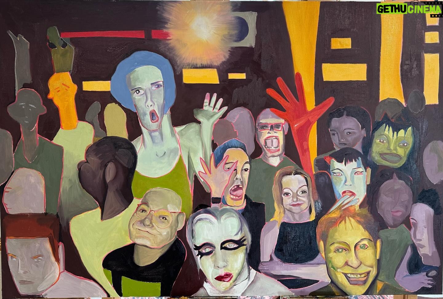 Rebecca Hall Instagram - Audience and projector #2 #oiloncanvas #oilpainting #newwork inspired by some archive #clickanddrag photos taken by @robrothnyc