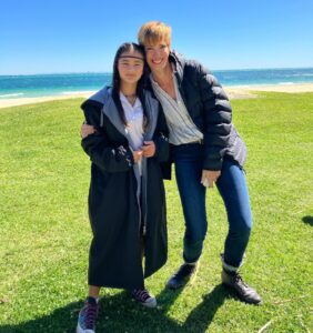 Rebecca Hall Instagram - Some #bts from Australia and a thank you to everyone for coming OUT to the theaters this past weekend!! 💋🎉 . . . @thatdanstevens I’ll never forgive you for trying to corpse me like this . . . And thank yous to @manspellman and @spellman.samantha for helping with my #ASL - still learning!
