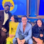 Rebecca Hall Instagram – Love these humans. @briantyreehenry may I always make you laugh like this. @kaylee_hottle keep killing it in every way. @thatdanstevens may you always know where the camera pointing at you is and may I always get it wrong. 🤪😂 NEARLY THERE MONSTER FANS @godzillaxkong – thank you for having us @goodmorningamerica
.
.
.
 #godzillaxkong #godzillakong #godzillakongthenewempire #briantyreehenry #kayleehottle #danstevens #rebeccahall