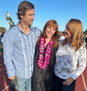 Renee O'Connor Instagram - Iris, congratulations!! Joy for the irony, for the days you were strapped in your car seat in the back, belting this song to us. Well, we are by your side, always, as you run towards your dream and enjoy every moment. Thanks to our beloved hat crew for celebrating Iris on her graduation day. 🌻
