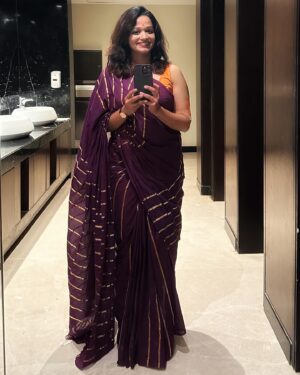 Renjini Kunju Instagram - “In the embrace of a saree, I find completeness, every drape a reflection of my identity and strength.”

saree draped by @sareedrapesbymekha