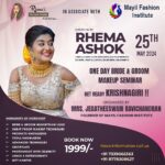 Rhema Ashok Instagram - Get ready KRISHNAGIRI makkale ♥️ @rhemas_bellezza_atelier in associate with @mayil_academy presents ONE DAY BRIDE & GROOM MAKEUP SEMINAR ✨ This seminar is completely designed to reach the right people with right amount of knowledge! 🔺Will this be a hands-on learning class? No, Ms. Actress Rhema Ashok will demonstrate the look on the muse. There will be a Q&A segment after with the participants. 🔺Will there be refreshments? Yes, Light refreshments & Lunch will be provided at the venue. 🔺Do I need to have some prior knowledge in makeup and hairstyling? No, anyone of the age 16 years and above is welcome. Elevate your makeup game with us :) At just 1999/- only FOR REGISTRATION: 7339065363 📞 #rhemasbellezzaatelier™️