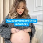 Rhian Sugden Instagram – Baby is getting stronger by the day! The feeling is so surreal, when he moves, gets the hiccups or decides to do barn dance at 3am! 

Oliver spoke to him down my belly button yesterday and got a kick in the face! 😂

10 weeks to go!! 💙🙌🏽

#preggo #pregnancyhumor #babywhale