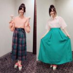 Rie Takahashi Instagram - 📷2018.08.26﻿ ﻿ ﻿ ﻿ 第2弾 #りえりー服﻿ 『イナズマイレブンフェス2018 日本代表発表会』の﻿ イベントの際の衣装もお気に入りです！﻿ 2018年なんだ！懐かしい！﻿ ﻿ こちらもスタイリストさんが﻿ ついてくださったのですが、﻿ 私の欲望をたくさん取り入れて下さった﻿ コーディネートなんです。﻿ ﻿ ﻿ ﻿ 当時この作品で声を担当させていただいたのが、﻿ 雷門中マネージャー⚡️神門杏奈ちゃんと﻿ 利根川東泉中の選手⚽️坂野上昇くん。﻿ ﻿ ﻿ 💗杏奈ちゃんは、﻿ サーモンピンクのロングヘアがとっても綺麗な、﻿ 生徒会長さん。女帝。お顔も綺麗です。﻿ 冷たい子のように見えますが、﻿ 冷静で、自分の意見をはっきりと持てる、﻿ 同じ学校にいたら取り巻きたいって思える子です。﻿ ﻿ ﻿ 制服では1人だけふんわりパフスリーブで、﻿ スカート丈は超ベストofベストの﻿ 膝が見えるくらい。﻿ これはお育ちがいい＆個人携帯とかも早めに親御さんに買ってもらえるご家庭だったのではと感じる着こなし。﻿ ﻿ ﻿ なので、かわいいんだけど、﻿ 女子が見てもお洒落！って思うような、﻿ 清楚でキュートすぎない感じがいいなぁ。﻿ って思ってました。﻿ あとイナイレマネージャーには﻿ 着飾らないけどおしゃれして欲しいと願うオタク高橋李依。 ﻿ ﻿ ﻿ 💚対して、坂野上昇くん。﻿ まだイベント時点ではアニメ本編に登場していなくて……でも代表選手に選ばれるから、絶対に衣装にも取り入れたい……！と悩み。﻿ ﻿ とっても真っ直ぐで素直で、﻿ やってみます精神の坂野上くんは﻿ 元気な短い赤髪が印象的ですが、﻿ このイベントはお披露目というのもあり、﻿ 坂野上くんの大切な仲間たちのいる﻿ 利根川東泉中のユニフォームカラー﻿ 緑色でお願いすることにしました👗👚﻿ ﻿ ﻿ ﻿ （左）昼の部﻿ ﻿ ピンクと緑のチェックのパンツなんてあるの！？﻿ まさに今日のためのパンツなのでは。﻿ ﻿ ピンクもガーリーすぎないんです。﻿ サーモンピンクなんです。﻿ 杏奈ピンクなんです。﻿ 足元には杏奈ピンクの毛糸のポンポンがついた、﻿ シルバーのサンダル。買い取りたい。﻿ あー！ブランド聞いておけばよかったー！﻿ ﻿ トップスはサテン生地なので、﻿ 夏のイベントでしたが、冷房の効いている室内。﻿ すごく快適に過ごせました☺👏🏻﻿ ﻿ 首周りがかっちりしている分﻿ 手首はふんわりと生地が多いブラウス、﻿ 色だけでなく杏奈ちゃんみを感じます。﻿ ﻿ イヤリングは左右で色違い。スティック。﻿ ﻿ ﻿ ﻿ （右）夜の部﻿ ﻿ スカートならシャツよね！﻿ 甘×辛！﻿ ﻿ 昼の部が、﻿ 柄の割にパンツスタイルという﻿ 甘辛を叶えてくださったので、﻿ 夜はシャツで甘すぎないバランスに。﻿ ﻿ ピンクのシャツには緑のラインが入っています。﻿ おいおい君も今日のためのシャツだったのかな？﻿ あと選手っぽくてスポーティーで好き。﻿ ﻿ イヤリングはパーティー感強め。﻿ 反射する大きなスパンコールみたいなイヤリング。﻿ 服がシンプルでカジュアルな時は、﻿ 小物のチョイスで﻿ 華やかさを微調整するのね……。勉強。﻿ ﻿ ﻿ ﻿ この日は本当にこの装備がなかったら﻿ 緊張で何一つ記憶が残らなかったと思います。﻿ マジで感謝……🙏🏻ｶﾞﾑｼｬﾗﾗ……﻿ ﻿ ﻿ ﻿ ﻿ うっ、今日も長い😭﻿ ﻿ 日付を文頭に入れたのはみにゃの真似。﻿ ﻿ ﻿ #声優 #高橋李依 #りえりー服﻿ #イナズマイレブンフェス﻿ #イナズマイレブンアレスの天秤﻿ #イナズマイレブンオリオンの刻印﻿ #イベント衣装