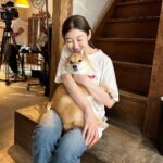 Rie Tomosaka Instagram - ⁡ 現場にて🐕 ⁡ 息子が一人暮らしを始めてから、動物が可愛くてたまらない。抱いたときの重みとか温もりに、ものすごい癒されまくったのは、息子不在の寂しさからなのだろうか。ペット飼いたーい！みたいな話ではなくて、その生命のエネルギーみたいなものに励まされたのでした。 ⁡ 少し先に旅の予定をいれた。これまでは知ってる景色の中だけで生きてきたけど、残りの人生は知らない景色をたくさん見たいな。