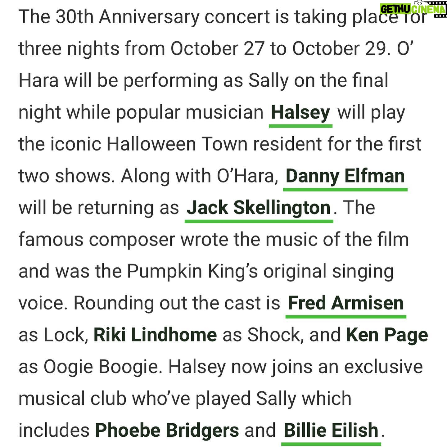 Riki Lindhome Instagram - I canβt believe I get to do this π ππ @hollywoodbowl @dannyelfman @sordociego @iamhalsey #catherineohara #kenpage #nightmarebeforechristmas
