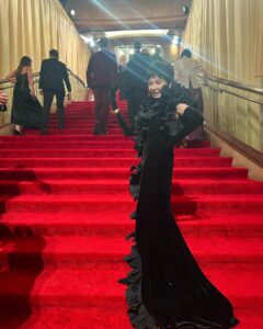 Rita Moreno Instagram - Oscars!!! Thank you to my INCREDIBLE team for making this ole gal shine! Hairapist: @annamariaorzano Make up: @mihomakeup Styling: @rebeccarams Dress: @badgleymischka Jewels: @verdurajewelry