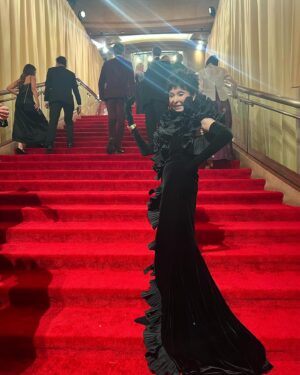 Rita Moreno Instagram - Oscars!!!

Thank you to my INCREDIBLE team for making this ole gal shine! 
Hairapist: @annamariaorzano 
Make up: @mihomakeup 
Styling: @rebeccarams 
Dress: @badgleymischka 
Jewels: @verdurajewelry