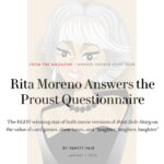 Rita Moreno Instagram - Dear everyone, I'm re-printing a last page from Vanity Fair that I think got missed by you all. This is for your amusement. Consider it my belated Christmas present to you all. It's a questionnaire that's always printed on the very last page where questions are asked and answered by a different celebrity each month. I had an uproariously good time answering them - my responses are funny and mischievous. I would love to hear from you after you've read it! Luv 'n kisses, Rita