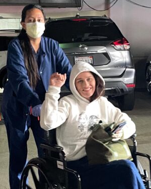 Robin Tunney Instagram - Me exiting my first colonoscopy. Captured by the legendary @rlouder  wearing @builtbywendy who designs clothing that make any experience more fun than it ought to be.