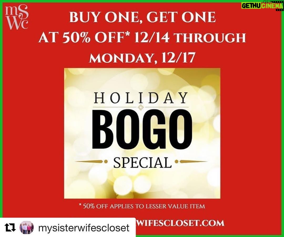 Robyn Brown Instagram - #Repost @mysisterwifescloset with @get_repost ・・・ Don't miss out on our BOGO SALE! BUY ONE MSWC ITEM, AND GET ANOTHER AT 50% OFF lasting through to Monday, 12/17! Use code: BOGO at the checkout. Shop: mysisterwifescloset.com It is the last day!