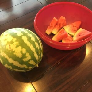 Robyn Brown Instagram - Watermelon from my garden!  They are so delicious!  Dayton helps me so much in my garden and it is because of him that we are enjoying these melons.  He is such a renaissance man.  #ilovebeingamom  #hemakesmeproud  #watermelononmychin #watermeloninthesummertime #awondefullife