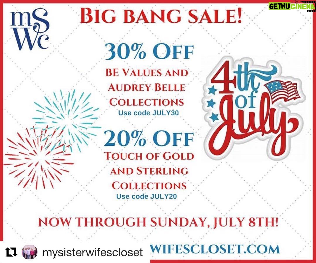 Robyn Brown Instagram - Happy Independence Day! A sweet sale just for you! @mysisterwifescloset #forourcustomers #mysisterwifescloset #awonderfullife #happy4thofjuly www.mysisterwifescloset.com