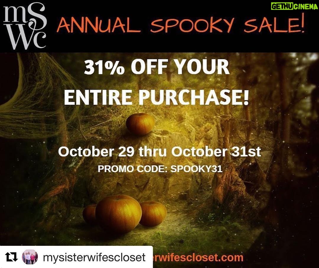 Robyn Brown Instagram - #Repost @mysisterwifescloset with @get_repost ・・・ Happy Halloween! 10/29-10/31 enjoy 31% off your entire purchase! Have you seen some of our new stuff? Use code SPOOKY31 at checkout. Shop: mysisterwifescloset.com #greatsale #halloweenfun #getyourchristmasshoppingstarted
