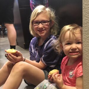 Robyn Brown Instagram - True and Ari having their own private muffin party at breakfast today.  It was super cute.  They were over in the corner of the kitchen eating together whispering and giggling!  #awonderful2018 #sisters #privateparty