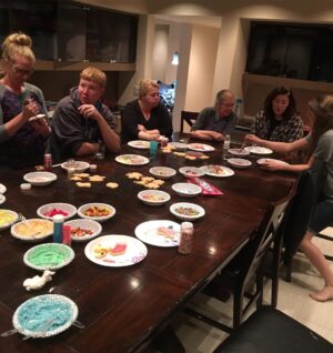 Robyn Brown Instagram - Decorating Christmas sugar cookies, eating super nachos, watching Christmas movies, drinking cocoa, and being together is what we do as a family the Saturday after Thanksgiving.  #familychristmastraditions #sugarsprinklesonthefloor #loudandfun #christmascookies #christmasisrightaroundthecorner