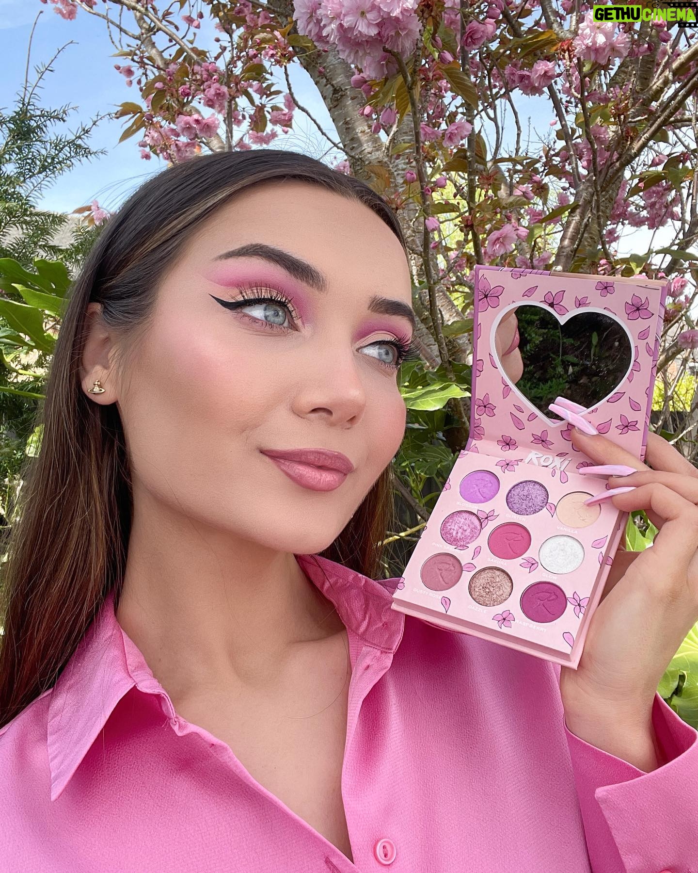 Roksana Janiszewska Instagram - If you’re obsessed with pink you will love the Roxi x @makeuprevolution Cherry Blossom Collection 🌸 swipe across to see the swatches 😍 #makeup #makeuprevolution #revolutionxroxi