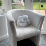 Roksana Janiszewska Instagram - Quick little reupholster project I did with my dad 🪑🔧 No sewing required! 🪡❌ We used long staples to staple down the fabric after removing the old one. Such a quick and cheap way to give an old Facebook marketplace chair a new life! #diy #reupholstered #furniture #boucle #chair