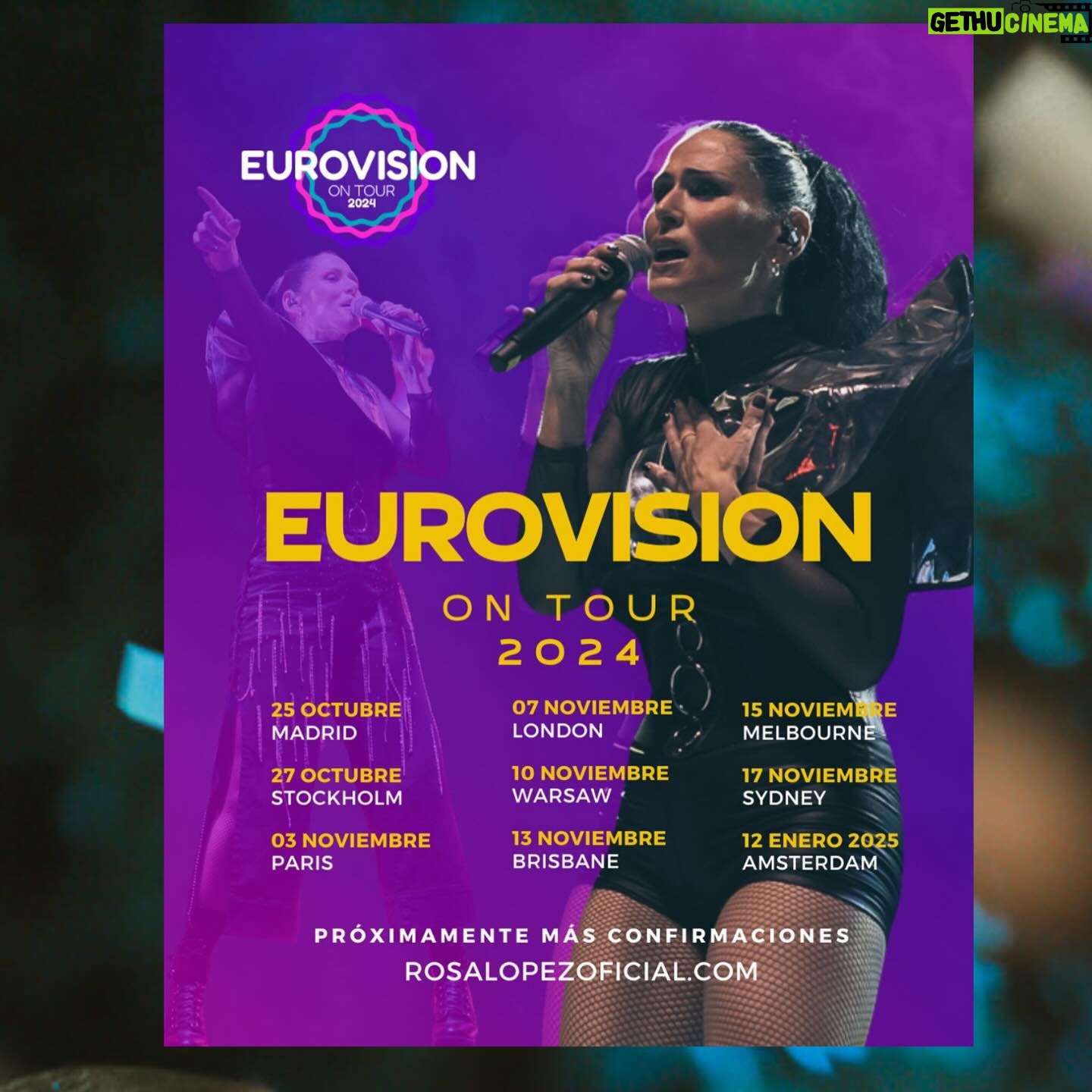 Rosa López Instagram - Hora de hacer hueco en la agenda! ❤️🔥 Este verano nos veremos en algunos festivales y ,por supuesto, en EUROVISION ON TOUR 2024🙌😍 Queeee ganitas locas de veros desde el escenario!!!! Me sigue poniendo atacá pensarlo jajajaja ¿no os pasa lo mismo con los conciertos? Supongo que es lo que ocurre cuando algo te apasiona ❤️ Por cierto, en qué concierto nos vemos tu y yo?