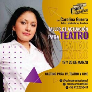 Rosario Prieto Instagram - Taller de Actuación para Televisión y Teatro.
Con Rosario Prieto y Carolina Guerra
.
Contenido:
* Actuación para TV y Teatro
*Dominio de Cámaras
*Manejo de la voz y el cuerpo.
.
Información  al 0412 2350414
@galmaproducciones1
* Oportunidades de Casting.