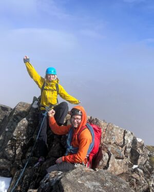 Rose Reynolds Instagram - Sent my first proper Munro with John and Sarah!!
Scrambling scree, technical mini climbs and traverses to lunch at the summit. Wild. 💚
