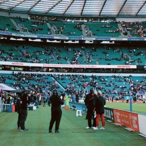 Rose Ayling-Ellis Instagram - Huge thanks to @ugomonye and @twickenhamstadium for arranging a fantastic day at twickenham for England v Japan  with my brother. 🏉🏟