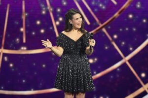 Rosie Jones Instagram - Oh tonight you can see me pop into a fancy dress, and break every protocol going by touching and pointing at the future king. Royal Variety Performance, 8pm, ITV. 
Styled and glam by my favourites @nicolefairfield and @brittan_y_ obvs ❤️