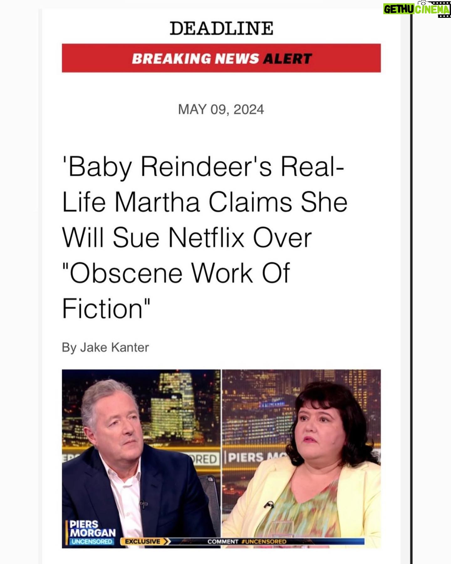Rosie O'Donnell Instagram - what a story - amazing series - binge it all #babyreindeernetflix #babyreindeer