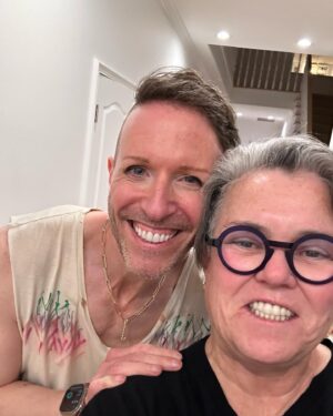 Rosie O'Donnell Instagram - me n @thejeffreymarsh had dinner with their adorable hubby jeff - fantastic!!! 🐿️❤️❤️🐕‍🦺❤️🎉🐿️