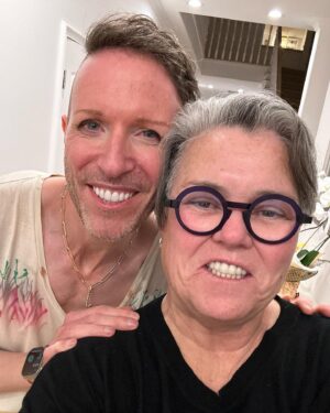Rosie O'Donnell Instagram - me n @thejeffreymarsh had dinner with their adorable hubby jeff - fantastic!!! 🐿️❤️❤️🐕‍🦺❤️🎉🐿️