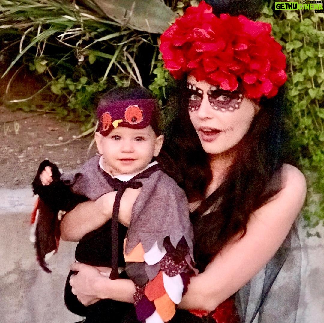 Roxane Mesquida - 4.2K Likes - First #Halloween for my lil’ owl🦉 Bringing out my Spanish roots #sugarskull #costume by @melle_daie_confectionne_