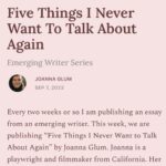 Roxane Gay Instagram – Today in The Audacity’s Emerging Writer Series is an excellent essay by Joanna Glum about the language and the memories we cultivate with the people we love and what it means for us when those people grow older. Read it here or at the link in my stories: ow.ly/nUxS50PIYBL