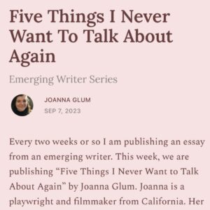 Roxane Gay Instagram - Today in The Audacity's Emerging Writer Series is an excellent essay by Joanna Glum about the language and the memories we cultivate with the people we love and what it means for us when those people grow older. Read it here or at the link in my stories: ow.ly/nUxS50PIYBL