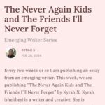 Roxane Gay Instagram - Today in The Audacity's Emerging Writer Series is a powerful essay by Kyrah X about the loss and fame that comes with surviving a mass shooting and how fraught the experience is, especially when you're Black. Read it here or at the link in my stories: https://ow.ly/UF1o50QIVKu