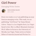 Roxane Gay Instagram - Today in The Audacity's Emerging Writer Series is a fantastic essay by Tanya Shirazi Galvez about the magic and pain of girlhood and the difficult things we learn when we begin to grow up. Read it here or at the link in my stories: https://ow.ly/ME3h50Qnwkl