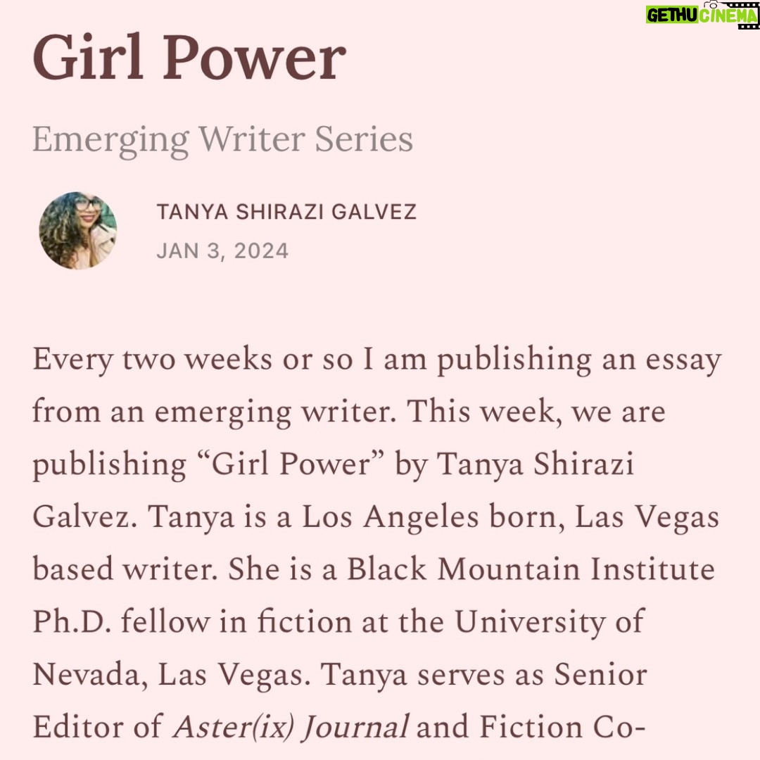 Roxane Gay Instagram - Today in The Audacity's Emerging Writer Series is a fantastic essay by Tanya Shirazi Galvez about the magic and pain of girlhood and the difficult things we learn when we begin to grow up. Read it here or at the link in my stories: https://ow.ly/ME3h50Qnwkl
