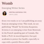 Roxane Gay Instagram - Today in The Audacity's Emerging Writer Series is a beautiful essay by Kristina Kasparian about the grief and the gratitude of surrogacy and how it can set us free. Read it here and at the link in my stories: https://audacity.substack.com/p/womb