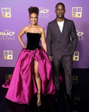 Ryan Michelle Bathe Instagram - I was ready!!!!!!!! Last award show of the season and it was the most seasoned and flavorful of them all!  @naacpimageawards thank you for asking @sterlingkbrown and me to present such an esteemed award. Watching @thecolorpurple sweep was AWESOME!  I’m also just so proud of everybody Black!!! I loved every minute! 

And to the team that took me to infinity and beyond!!!

Dress @shiranabergel
Shoes @alevimilano
Earrings @sylvacie 
Rings @levian_jewelry 

@tayriverabeauty 
@marjthestylist 
@philippeuter 

The three of you never let me fall. Thank you!!!!

And to @sterlingkbrown, I simply can’t thank you enough of allowing me to be on this incredible journey with you. I will never forget that it’s your talent and spirit that God uses for a time such as this. Forever grateful to be your partner!