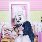 Sabrina Bryan Instagram - Easter Bunny Pics 2023 💗🐰 There was a moment right at the end that I wasn’t sure she’d even sit next o him. My girl is getting so big I can’t believe it! #easter2023 #easterbunny #comilliamonroe #chocolatebribes