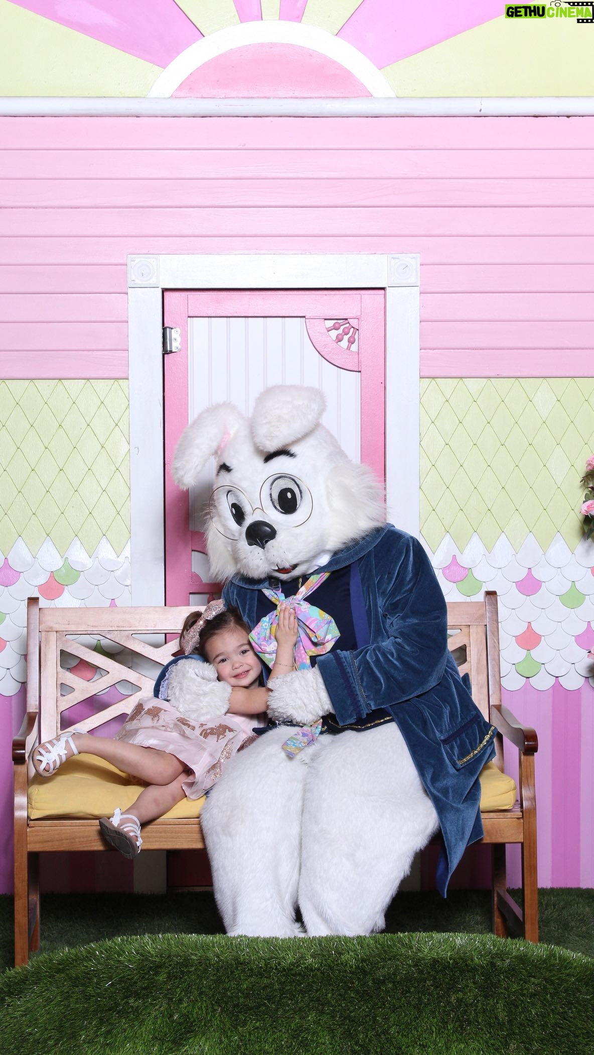 Sabrina Bryan Instagram - Easter Bunny Pics 2023 💗🐰 There was a moment right at the end that I wasn’t sure she’d even sit next o him. My girl is getting so big I can’t believe it! #easter2023 #easterbunny #comilliamonroe #chocolatebribes