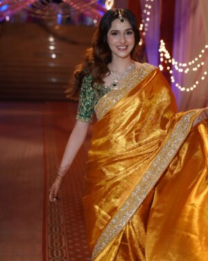 Sadia Khateeb Instagram - Sari ki sari mai saree mei 🧚‍♀️

@swathiveldandi_official 
styled by - @shrushti_216 
Photographer - @storiesbythedal @faisalbhat111 🌸
Hmu - @sana_chouhan_ 
Accessories- @nidhisablokjewellery @colatchofficial