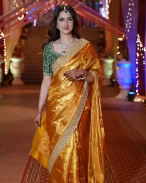 Sadia Khateeb Instagram - Sari ki sari mai saree mei 🧚‍♀️

@swathiveldandi_official 
styled by - @shrushti_216 
Photographer - @storiesbythedal @faisalbhat111 🌸
Hmu - @sana_chouhan_ 
Accessories- @nidhisablokjewellery @colatchofficial