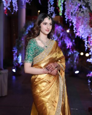 Sadia Khateeb Instagram - Sari ki sari mai saree mei 🧚‍♀️

@swathiveldandi_official 
styled by - @shrushti_216 
Photographer - @storiesbythedal @faisalbhat111 🌸
Hmu - @sana_chouhan_ 
Accessories- @nidhisablokjewellery @colatchofficial