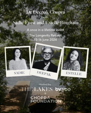 Sadie Frost Instagram - 🌟✨ Exciting News! ✨🌟
@estelle.bingham and @sadielizafrost will be bringing their individual brands of magic to the @deepakchopra Longevity retreat at @lakes_byyoo in just over a week’s time! 
From ‘Happiness Ahead’ Jivamukti-inspired yoga to the divine Heart Whisperer, this retreat is set to be transformative, inspirational, and truly magical. 🌈🧘‍♀️💖
 
#DeepakChopraRetreat #EstelleBingham #SadieFrost #JivamuktiYoga #HeartWhisperer #Inspiration #Magic #TheLakesByYoo #HappinessAhead #thelakes #lakeslife 
✨🙏🌟