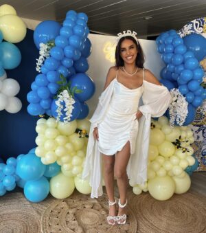 Sahar Golestani Instagram - I had the most ✨magical✨ italian themed bridal shower 🍋. I was really showered with love, I’m so lucky to have such wonderful friends 💙💛 4 more days till the big day! 
.
.
 Special thanks to @itssabzi my little hostess and visionary. @officialavamae for the most beautiful backdrop and @rimafakih for helping bringing it all to life 💛 also still drooling over my caviar table 🤤