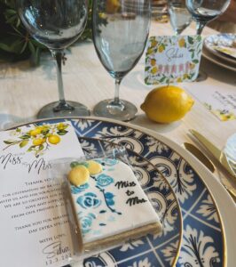 Sahar Golestani Instagram - I had the most ✨magical✨ italian themed bridal shower 🍋. I was really showered with love, I’m so lucky to have such wonderful friends 💙💛 4 more days till the big day! . . Special thanks to @itssabzi my little hostess and visionary. @officialavamae for the most beautiful backdrop and @rimafakih for helping bringing it all to life 💛 also still drooling over my caviar table 🤤