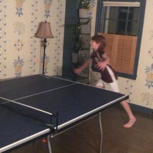 Samantha Power Instagram - Father-son ping-pong with Declan’s good luck charm (a cardboard #joebiden) looking on...
