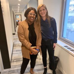 Samantha Power Instagram - Two great conversations today: with @itsalexwags (over a pint) for  @sho_thecircus and @aminatou for the @callyrgf podcast.