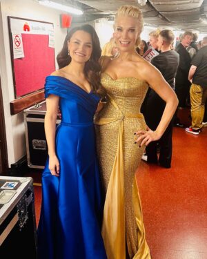 Samantha Barks Instagram - A night I will never forget!! Performing @royalalberthall 6 for the Royal Variety 6 weeks after having my baby Rafael was a wonderful and surreal experience!! I wasn’t prepared for how emotional it would be but standing up on that stage I felt my heart bursting with love for my little man and thought about how I can’t wait to show him this one day and tell him on my first day back at work I got to perform for and meet Kate and William! Very surreal 🤯 Tune in to the Royal Variety on Sunday 17th December 2023 at 8pm on @itv and @itvxofficial ❤️ This very glamorous day was a stark contrast to my current day to day which is all pjs, muslin cloths over the shoulder & top knots 😂 thank you so much @marcosgmakeup & @meganmarshallhair for making me feel fabulous and glamorous!! Thank you @natreadstylist for my beautiful dress (we knew it was the ONE the second we tried it on!!) @suzanneneville @katherinejamesjewellery @frozenlondon